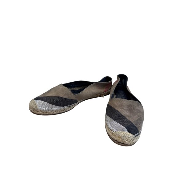 Burberry Brit Womens Plaid Brown Canvas Espadrille Flats Size 38 SKU 8264 - Picture 2 of 16